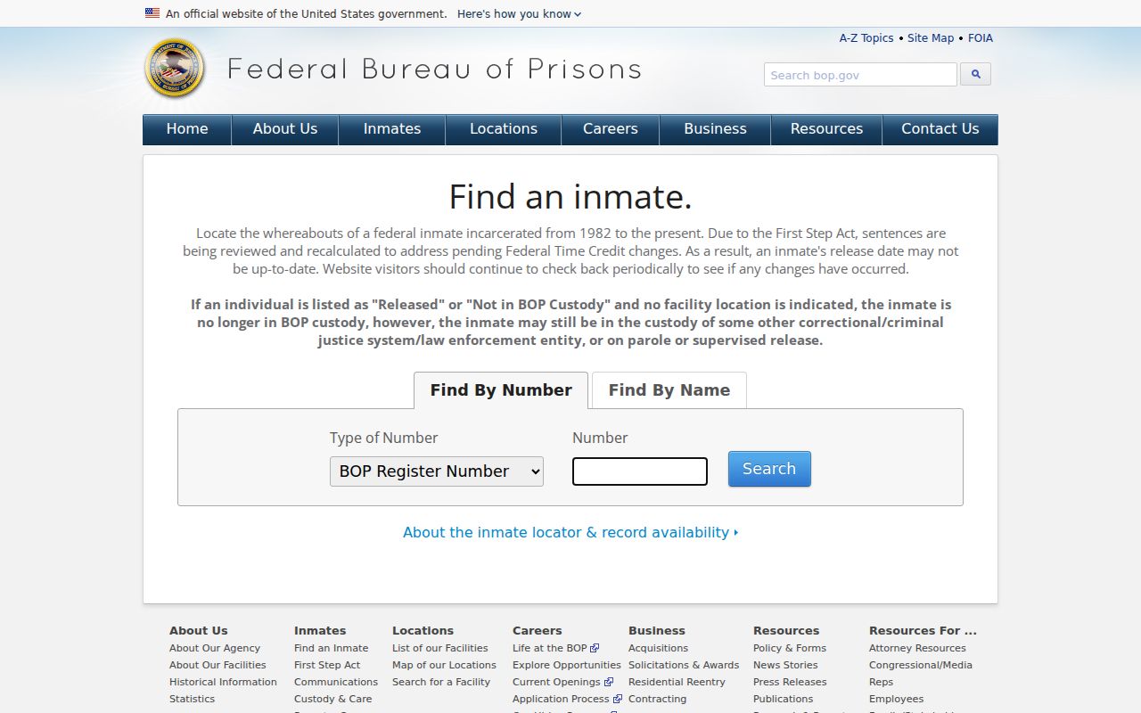 Federal inmate locator for a St. Ignace record check